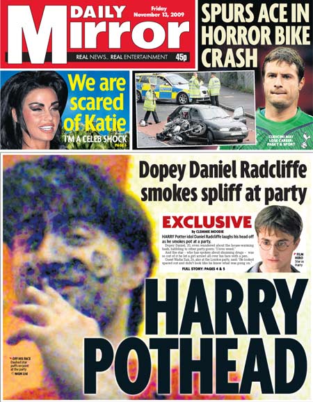 Гарри Поттер курит травку: Daily Mirror